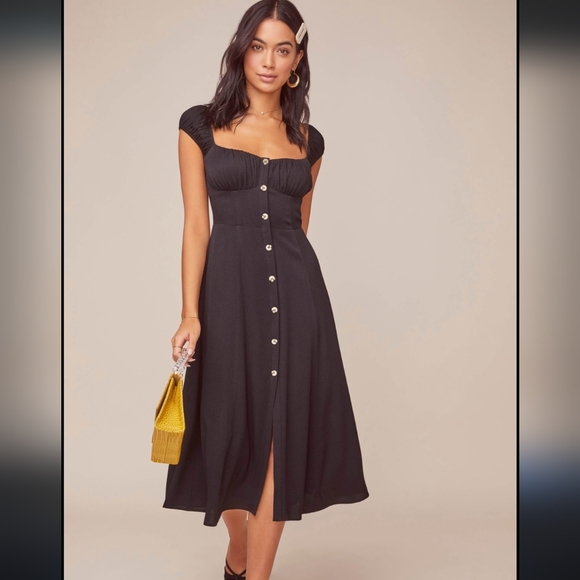 Astr Dresses & Skirts - ASTR the Label Bonjour Black Button-Front Midi Dress